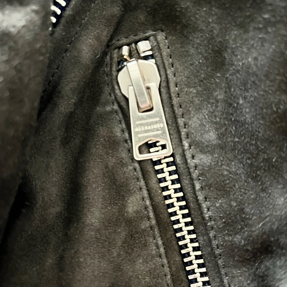 All Saints Olive Leather Jacket - Picture 6 of 7